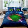 Homemissing Set di biancheria da letto con motivo campo da calcio, per adulti, bambini, ragazzi e ragazze, con copripiumino a tema palla da calcio, per giochi competitivi, copripiumino 3 pezzi, per letto Super