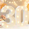 Vimlits Numeri luminosi LED decorativi da 22,35 cm, luci per numeri da marciapiede per decorazioni di 30° compleanno, segno luminoso per numeri per feste di compleanno, luci notturne per anniversari, sfondo