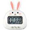 Xingdianfu Simpatico timer da cucina, a LED, grande schermo, digitale, cronometro magnetico con orologio, con conto alla rovescia, mini timer di cottura (senza batteria) (bianco)