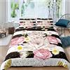 Homemissing set di biancheria da letto con margherite, motivo floreale, con rose e glitterata, con farfalle, colore e bianco a righe, 2 pezzi