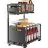 YunNasi Organizer Sottolavello Cucina Estraibile 2 Livelli Nero 1 Pezzo | Regolabile in Altezza, Scorrevole Scaffale, Sottolavello Portaoggetti in Metallo, Portaoggetti Sotto il Lavello, Per Bagno