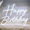 ALENEY Insegna al neon con scritta Happy Birthday per sfondo, cartello luminoso a LED, alimentato tramite USB, dimmerabile, per feste di compleanno, decorazione da parete, bianco freddo