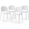 BAKAJI Set 4 Sedie da Pranzo Impilabili in Polipropilene Modello Milano 48x40x80 cm