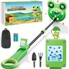Generic Metal Detector per Bambini, Rilevatore di Metalli Impermeabile IP68, Display LCD con Avvisi Sonori/LED/Schermo, con Pala e Rastrello, per Ragazzi e Ragazze 6-12 Anni (Verde)