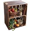 Teramico Cassette di legno per frutta, fiammate scure, 50 x 40 x 30 cm, in un fantastico set come scaffale o per la conservazione (1 x fondo corto)