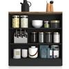 WHOUS Mobile a Giorno SOLE per Cucina con 3 Ripiani, Scaffale Multiuso per Salotto, Ingresso e Sala da Pranzo in Legno, 90x90x25 cm, Antracite Opaco e Rovere