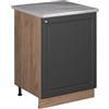 Vicco Mobiletto base cucina Fame-Line, Oro-antracite rustico/Rovere dorato, 60 cm 1 anta con piano di lavoro