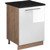 Vicco Mobiletto base cucina Fame-Line, Bianco lucido/Rovere dorato, 60 cm 1 anta con piano di lavoro