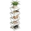 XZXWZX Scaffale per scarpe in bambù - Non richiede assemblaggio, porta scarpe pieghevole, scaffale multifunzionale per ingressi, angoli e camere da letto, 5 ripiani, bianco (rinforzato e più spesso)