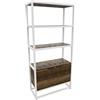 FRANKYSTAR Edo - Scaffale Libreria a Muro 76x162,5x33,5 cm in Stile Industriale 3 Ripiani con Mobiletto 2 Ante in Legno Oak Struttura in Metallo Bianco