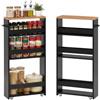 Ginhow Carrello Cucina Salvaspazio Set da 2 40 x 14 x 80 cm Carrello da Cucina Nero con Ruote Carrellino Salvaspazio Carrello Portaoggetti Stretto per Cucina Bagno