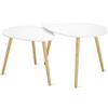 EURONOVITA' SRL EN-228250 Coppia di Tavolini - Tavolini salotto Stile Nordico, Moderno e Minimalista, Molto Resistenti, Set di 2 Tavolini triangolari, Colore Bianco e piedi colore Faggio