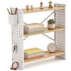 anrekl Mensola da Scrivania a 3 Livelli, Piccola Libreria con Ganci e Contenitori, Piccola Mensola Autoportante per Cucine, Camere da Letto, Studi e Uffici, Nero, 60×20×60 cm