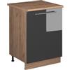 Vicco Mobiletto base cucina Fame-Line, Antracite lucido/Rovere dorato, 60 cm 1 anta con piano di lavoro