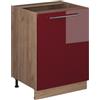 Vicco Mobiletto base cucina Fame-Line, Bordeaux lucido/Rovere dorato, 60 cm 1 anta senza piano di lavoro