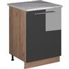 Vicco Mobiletto base cucina Fame-Line, Antracite lucido/Rovere dorato, 60 cm 1 anta con piano di lavoro