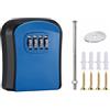 SENRISE Cassetta di sicurezza per chiavi da parete, misura S, blu, con combinazione a 4 cifre, impermeabile, per casa, garage, scuola