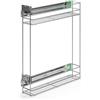 ATM Carrello portabottiglie estraibile per mobile di cucina, Montaggio laterale, Modulo 15 cm - cargo con chiusura morbida sinistro estrazione totale regolazione 3D - Argento Opaco