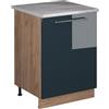 Vicco Mobiletto base cucina Fame-Line, Blu scuro lucido/Rovere dorato, 60 cm 1 anta con piano di lavoro