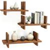 LUPATDY Mensole da Muro, Set di 3 in Legno Massello, Mensole Galleggianti 26/32/40 cm, Portata 7 kg, per Libri e Decorazioni, per Bagno Cucina Camera Soggiorno, Colore Scuro Bruciato