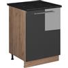 Vicco Mobiletto base cucina Fame-Line, Antracite lucido/Rovere dorato, 60 cm 1 anta con piano di lavoro