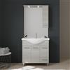 Kiamami Valentina - Mobile bagno a terra da 85cm con ante e cassetto quercia grigio a specchio con pensile