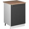 Vicco Mobiletto base cucina Fame-Line, Oro-antracite rustico/Bianco, 60 cm 1 anta con piano di lavoro