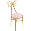 YEITBY Sedia da toeletta con schienale, comoda sgabello per trucco, per camera da letto, soggiorno, design elegante con fiocco, schienale in velluto, telaio in metallo, rosa, per manicure e cosmetici