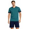 RAGNO Pigiama uomo corto 100% cotone maglia V art UA24NE - 54, Verde foresta