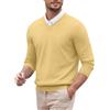 Generisch Maglione da uomo, termico, sportivo, a maglia, per il tempo libero, a maniche lunghe, in tinta unita, comodo, per autunno e inverno, morbido maglione di lana per uomo, giallo., XXL