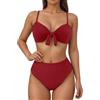 Generico Costume Due Pezzi Donna Costume Donna Due Pezzi Curvy Pezzo Di Sopra Costumi Bikini Mare Fascia Con Ferretto Top Piscina Coppe Push Up Volant A Pantaloncino Perizoma Pantaloncini Da Bagno Xxl Taglie