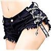 Inception Pro Infinite Shorts - Pantaloncini Donna Jeans - Sfilacciati - Strappati - Vita Alta - Sexy - Lacci - Mare - Corti - Ragazza - Colore Nero - Spiaggia - Taglia L