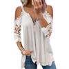 OHXSM Camicette estive da donna Camicette sexy con scollo a V Camicette a maniche corte Camicetta di pizzo con scollo a canotta Canotta in maglia con maniche in pizzo per le casual in pizzo Camicie larghe