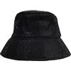 sodeber Cappello da pescatore invernale unisex per adulti, con strass, a tesa larga, in feltro Panama, regolabile, tutto nero diamante QZ, M