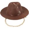 Generico Cappello da Spiaggia in Paglia Premium, Classico Cappello da Sole a Tesa Larga per Donna, Accessorio per Le Vacanze e la Protezione Solare(F1845 Camel)