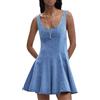 Desigual Abito Senza Maniche della Collezione Donna, Blu, XL