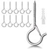 LYCXAMES Ganci a vite, 10 viti in acciaio inox con fusibile, ganci da avvitare, ganci da soffitto, ganci da parete per appendere piante in vaso, catene luminose e decorazioni natalizie, argento