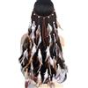 GWAWG 1 fascia per capelli indiana con piume, stile bohémien, extra lunga, accessorio per spiaggia, feste in maschera, carnevale, color caffè e bianco