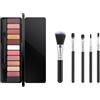 Grgowe 12 Colours Eyeshadow Palette, Nude Palette, 12 Tonalità, Finiture Opache e Shimmer, Long-Lasting and Easy to Blend, Non si Sbriciola, Adatto a Tutti i Tipi di Trucco, Contiene 5 Pennelli per Ombretto