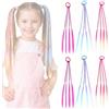 FIQLUL 6 Pezzi Extension Capelli Bambina, Treccine Colorate 43cm in Fibra Sintetica ad Alta Temperatura, Ciocche Colorate per Capelli Bambina per Feste, Compleanni e Performance, 3 Stili Assortiti