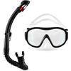 Amazon Basics Maschera da Snorkeling con Borsa da Trasporto, Attrezzatura da Snorkeling per Adulti, Nera