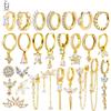 YUXINTOME Fibbie per orecchie in argento sterling 925 Orecchini a cerchio alla moda Ciondolo in cristallo bianco Orecchini in oro Gioielli da donna per matrimoni Regali premium
