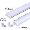 Dfiolk Canale in alluminio a LED 0.5m, per 3528 5630 5050 striscia LED a forma di U/V canale in alluminio a LED copertura bianco latte/copertura trasparente