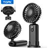TOPK Mini ventilatore portatile, ventilatore da collo ricaricabile USB da 2400 mAh Ventilatore elettrico personale 3in1 Ventilatori in piedi per camera da campeggio pieghevole