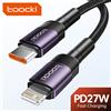 Toocki Cavo PD 27W per iPhone 14 13 12 11 Pro Max 8 7 Plus MacBook 2.4A Ricarica rapida USB C a cavo di illuminazione Cavo dati