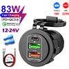 kebidumei NUOVO caricabatteria da auto USB doppio PD Dual QC 3.0 a 4 porte con adattatore per presa di corrente voltmetro impermeabile per barca per auto 12V/24V