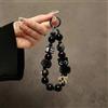 NONE Bracciale con perline per cordino per cellulare gatto nero, portachiavi per auto progettato, cinturino da polso con corda sospesa anti-perdita, regalo per le donne