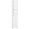 HOMCOM Mobile bagno a colonna con 3 nicchie, anta armadio, 3 ripiani, in MDF e truciolato bianco