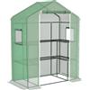Outsunny Serra da giardino in PE con scaffali a 3 livelli, Serra da balcone, Telo rinforzato 135g/m², Telaio in acciaio, Porta con cerniera, per piante, fiori, ortaggi, 140x73x cm, Verde