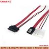 CableCC Cavo dati SATA Slimline femmina, 13 pin 7 pin + cavo adattatore di alimentazione Slimline 6 pin a cavo di alimentazione LP4, cavo dati SATA 7 pin